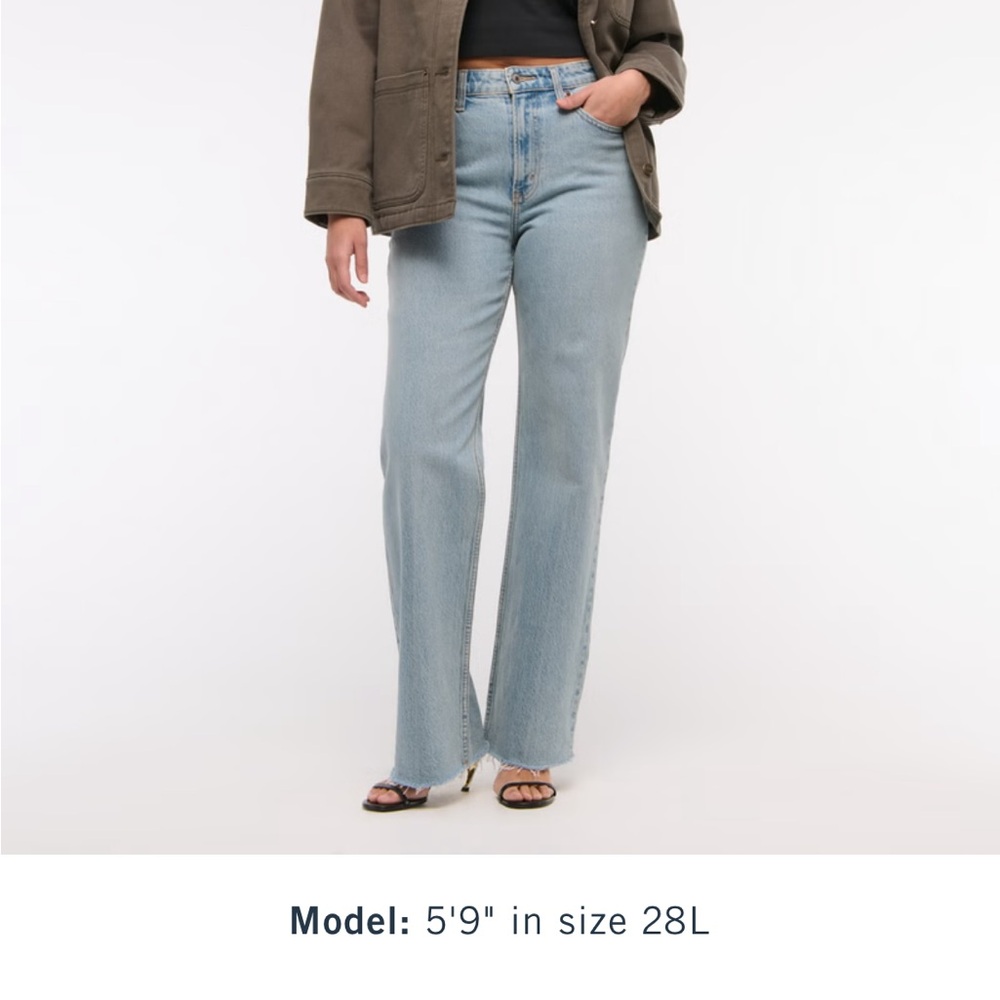 Abercrombie & Fitch High-Rise Straight Leg Jeans in Light Blue